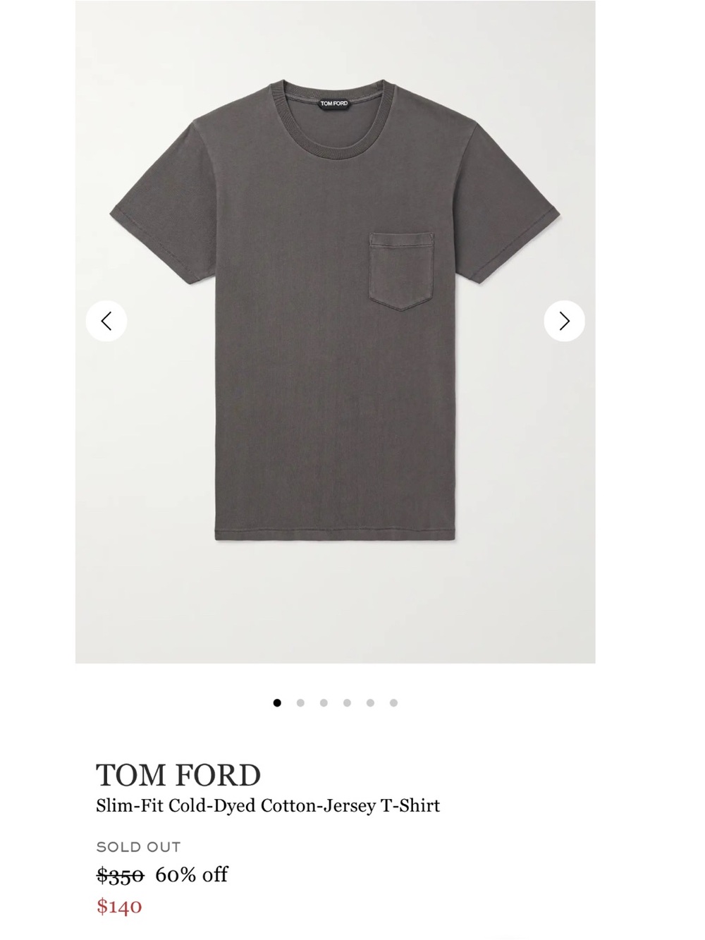 Tom Ford: Slim Fit, Cold Dyed, Cotton Jersey T-Shirt